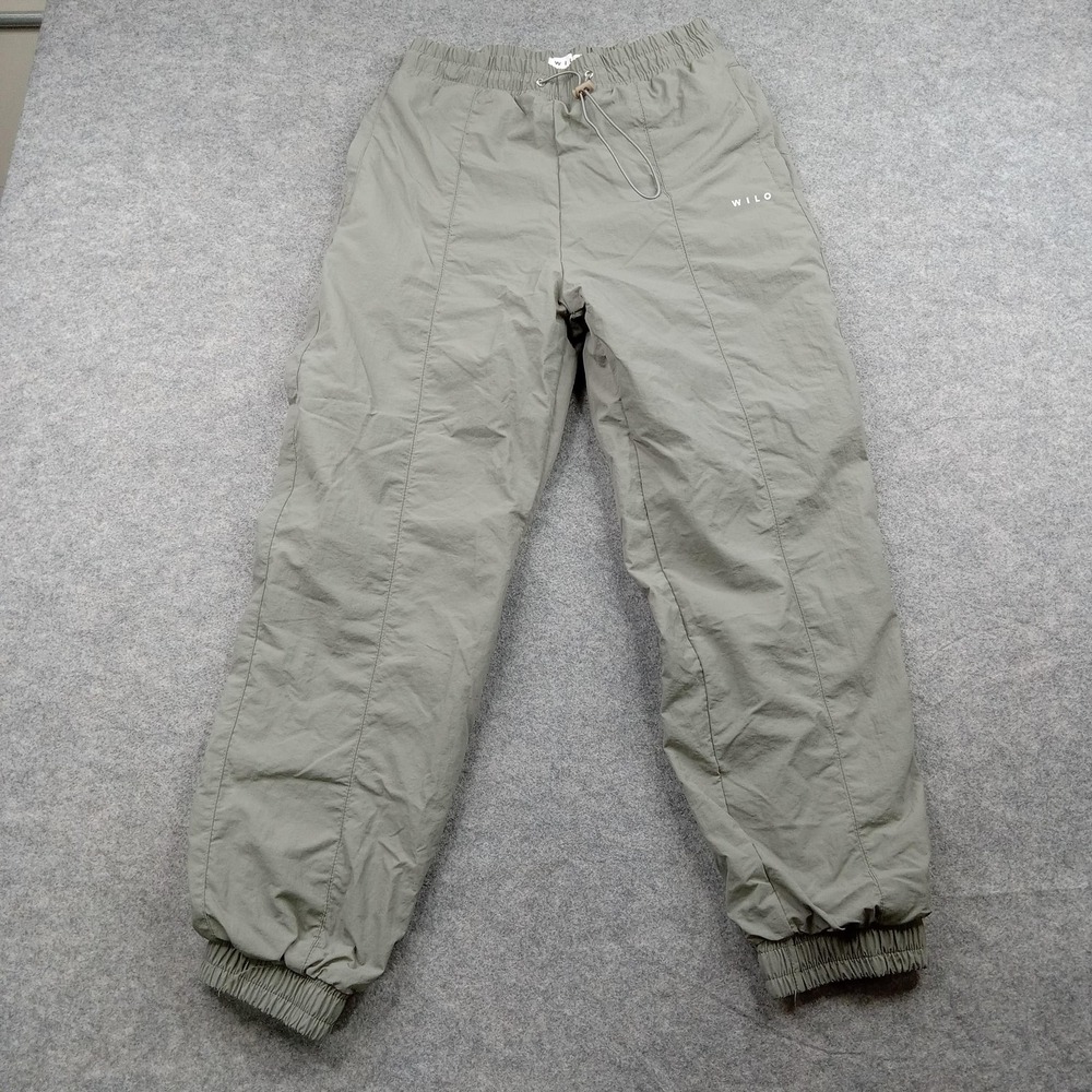 Wilo The Label Pants Womens XS Green Nylon Joggers Elastic Waist Cuffed